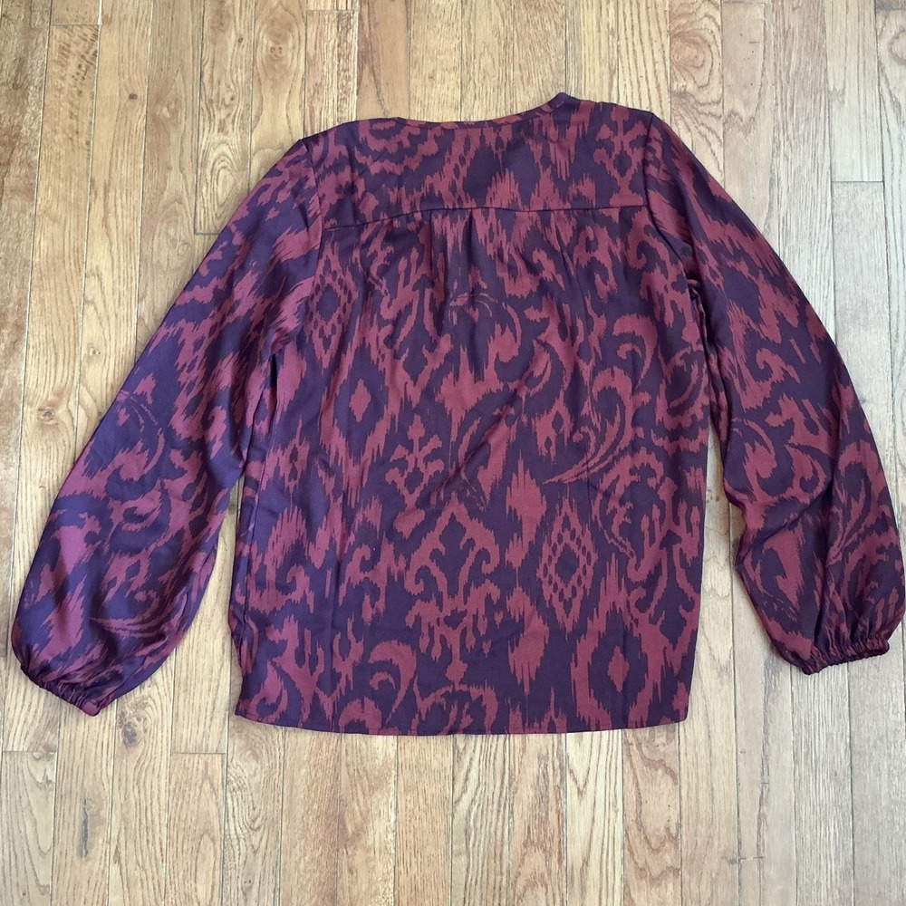 Belle by Kim Gravel Modern Chic Pintuck Blouse Burgundy XS New Other